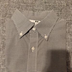 Uniqlo no iron grey check button down shirt